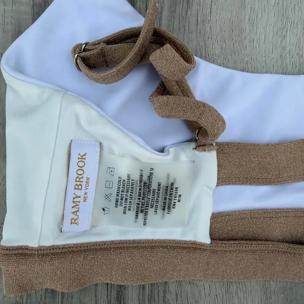 Ramy Brook White & Gold Bikini Top Women’s M